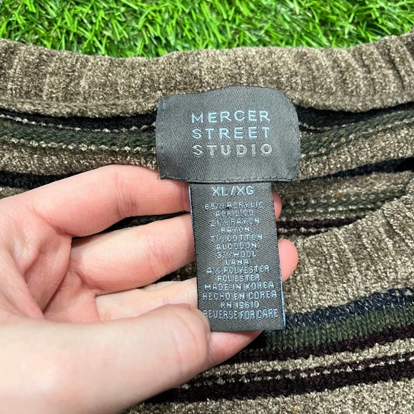 Vintage Mens Mercer Street Studio Horizontal Striped Fuzzy Sweater - Picture 3 of 4